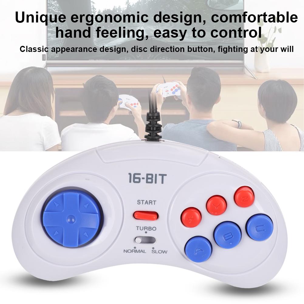 16Bit 9 Pin Mini Handheld Game Console Ergonomic Gaming Controller White for Sega