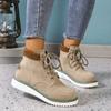 Fashion Women's Cotton Shoes Suede Winter Warm Fur Ankle Boots for Women Casual Lace Up Flat Bottom Elegant Female Lace Up Short Botas