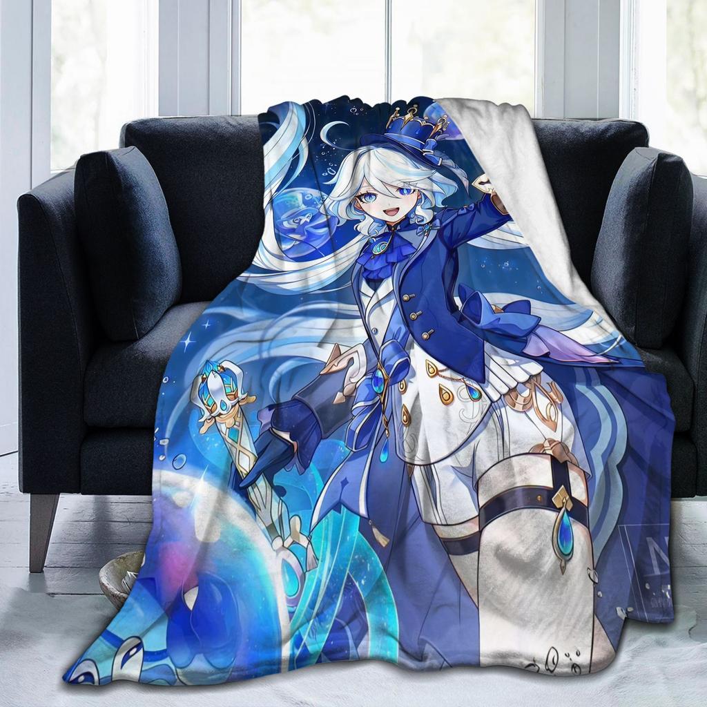 Furina Genshin Impact Spiel Decken Flanell Winter Multifunktion Ultra-Weiche Überwurfdecken für Sofa Reise Teppich Stück