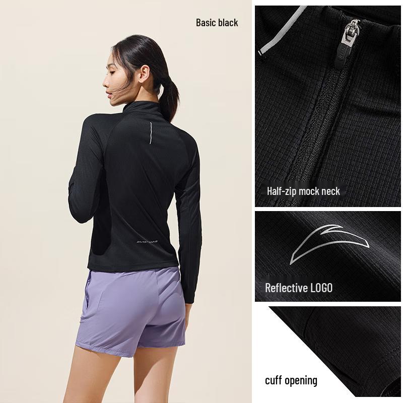 Anta Женская быстросохнущая тренировочная футболка с молнией до середины и воротником-стойкой 2XL