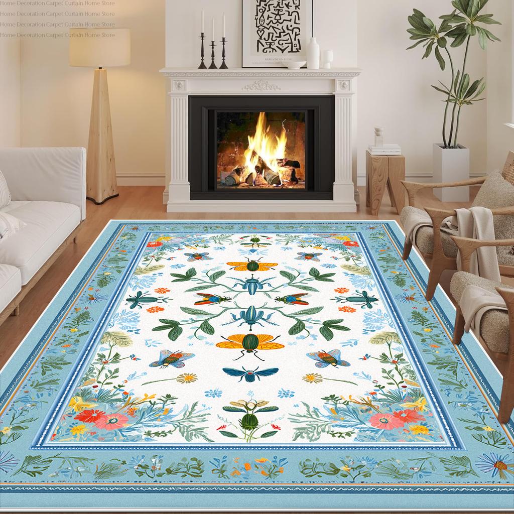 Botanisch Vlinder Bloemenkleed voor Woonkamer Groot Tapijt Decoratie Slaapkamer Nachtkastje Antislip Pluizig Wasbaar Terras Vloermatten