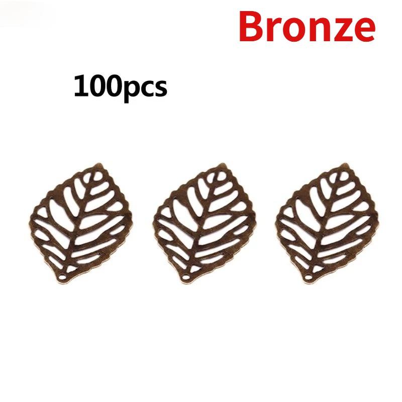 

100 шт./упаковка 34x20 мм, ажурне листя, металева квіткова рамка, кулон, шарм, намисто з ультрафіолетової смоли своїми руками, виготовлення ювелірних виробів бронзовий