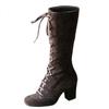 Foreign Trade Large Size Tall Tube But Knee Strap Polished Women's Boots Autumn and Winter New Square and European and American Style Women's Boots