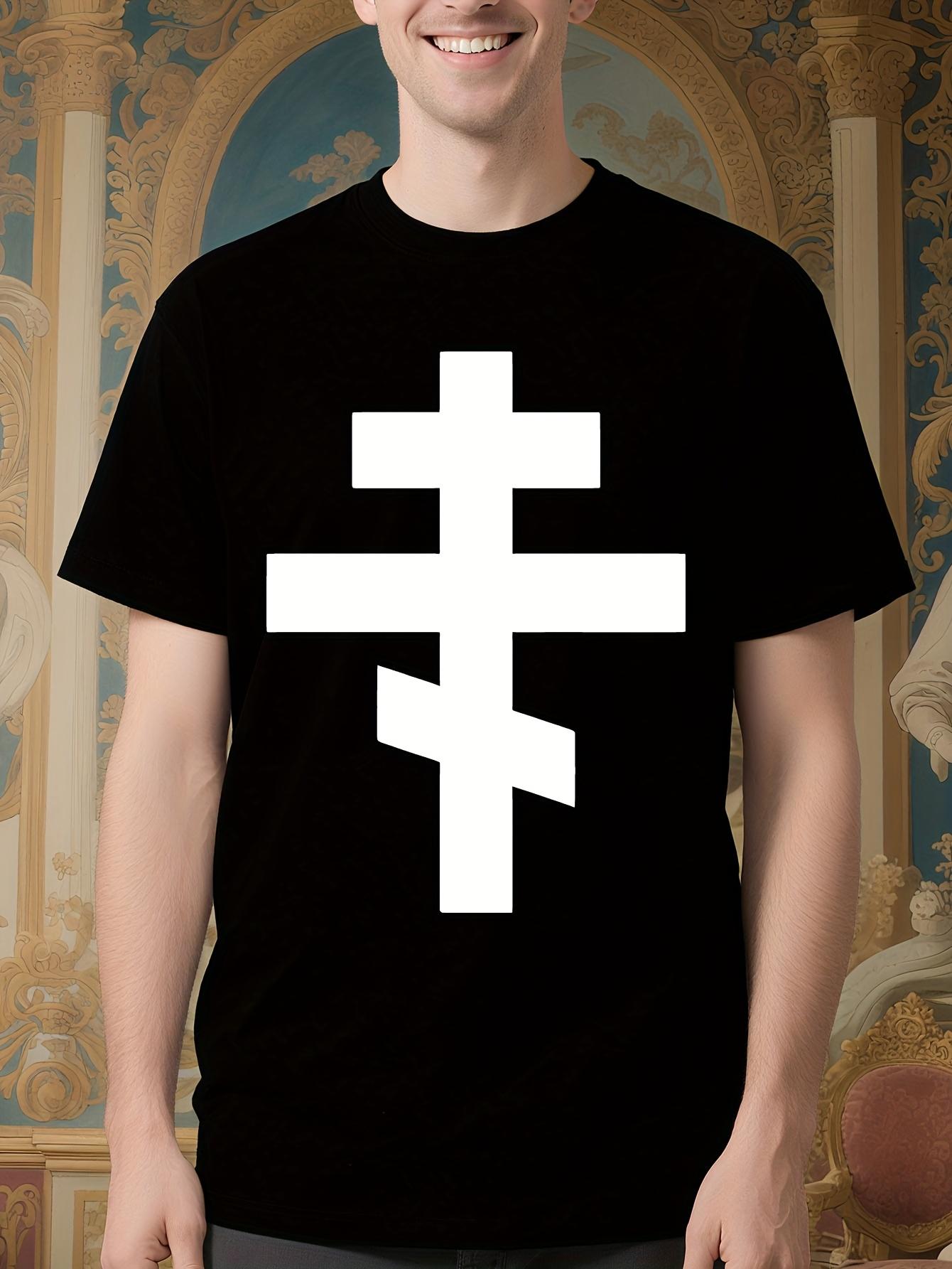 Heavyweight Cotton Tshirt - Russian Orthodox Cross Graphi... S