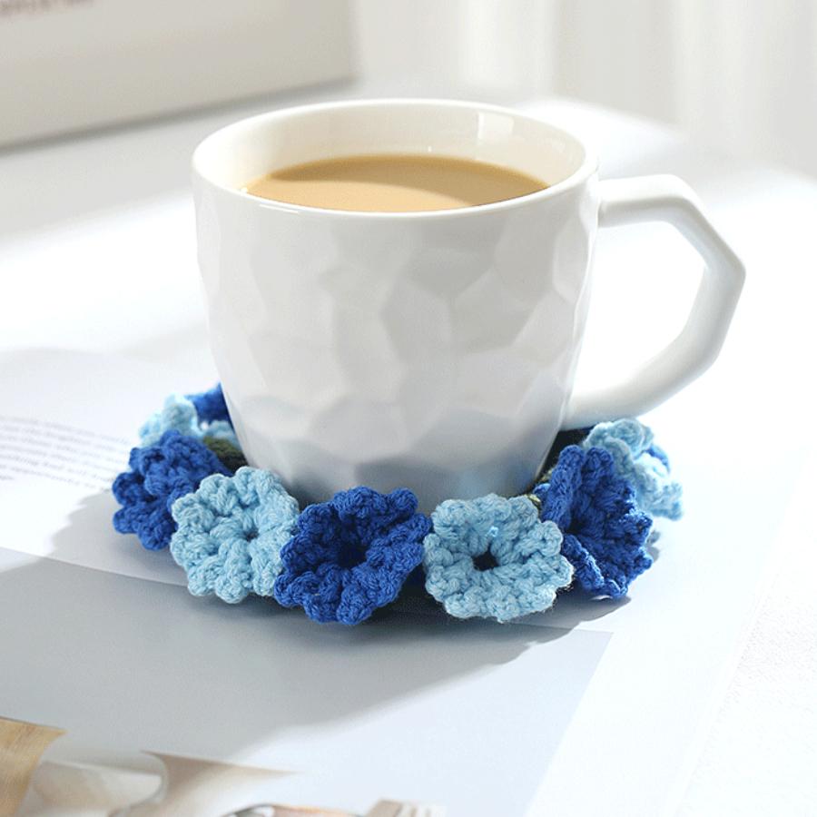 Colorful Handmade Crochet Threedimensional Petal DIY Splicing Bags Clothes Insulated Coaster Cotton Thread Cup Pad Decor Cup Mat