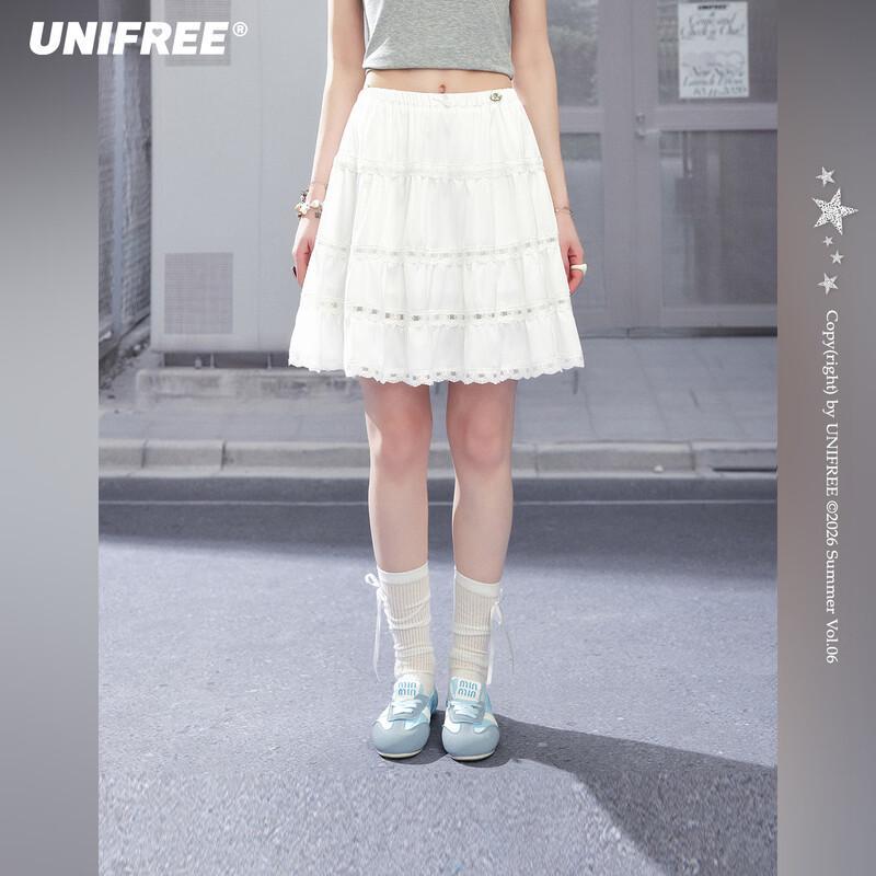 UNIFREE Sweet Lace A-line Mini Skirt L