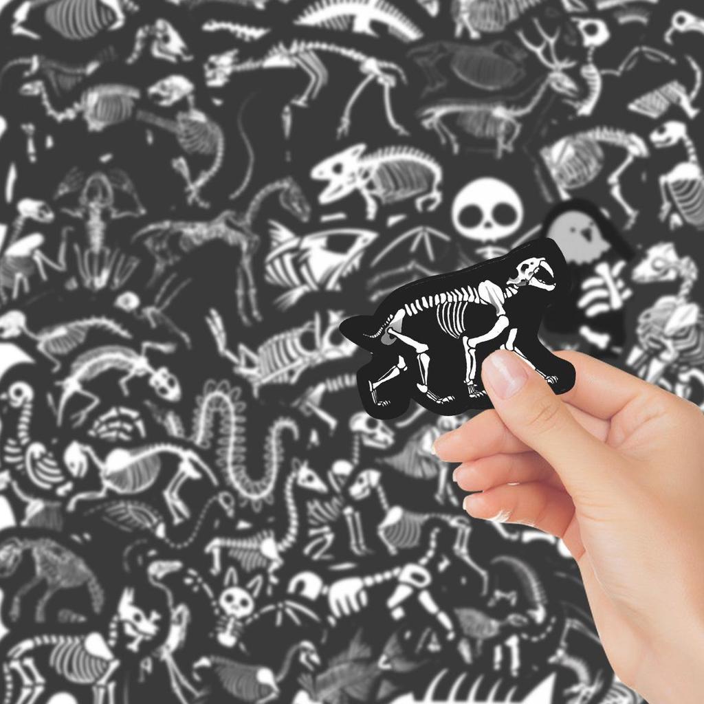 56-Piece Animal Skeleton Stickers Pack: Creative DIY Waterproof Stationery for Notebooks & Planners