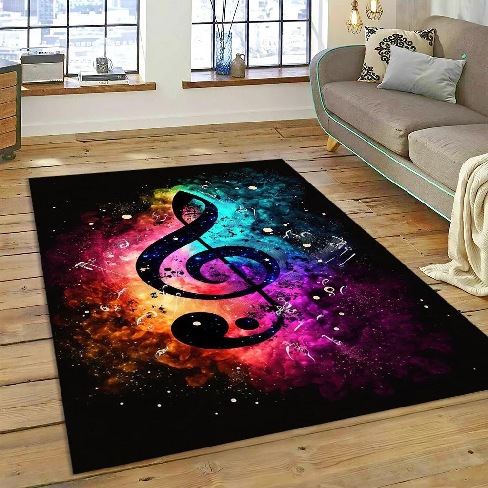 Nota musical colorida, partitura musical, desenho animado, tapete para casa, sala de estar, quarto, sofá, capacho, decoração, área infantil, tapete antiderrapante