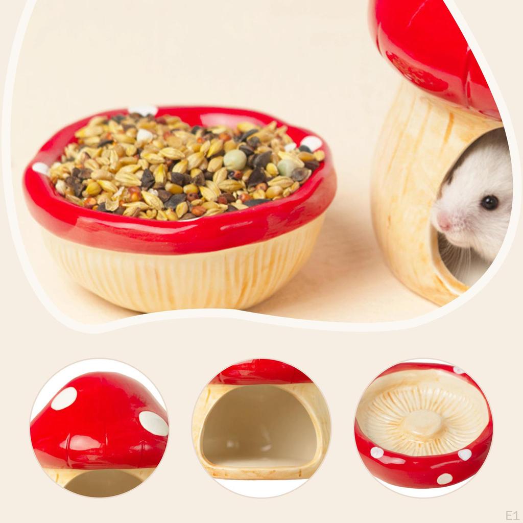 Ceramic Hamster House Shaped Furniture Creative with Food Bowl Habitat for Small Pets