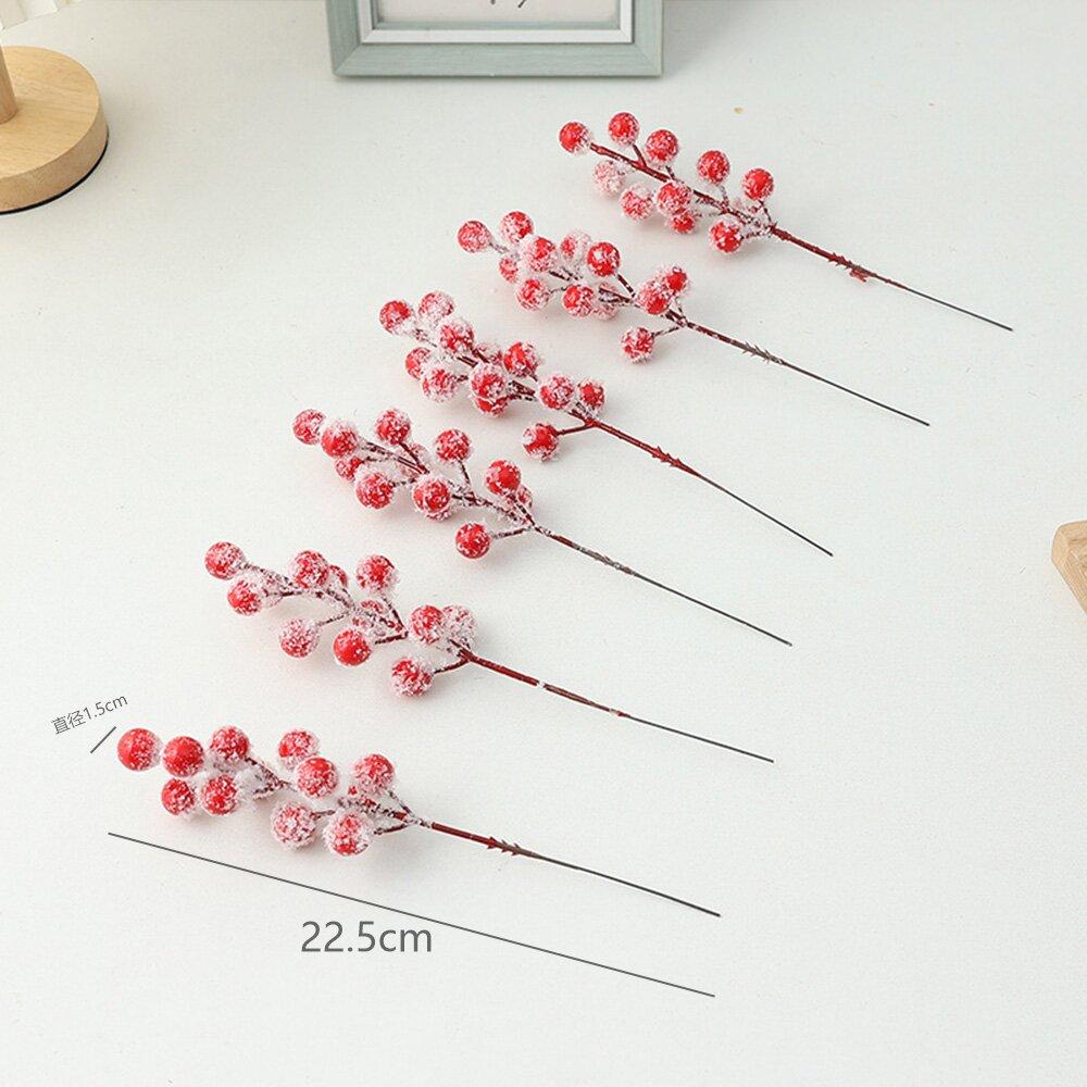 Christmas Tree Decorations 20Pc Artificial Red Berry Branch with Snow Frosted Effect for DIY Xmas Craft Home Holiday Decor