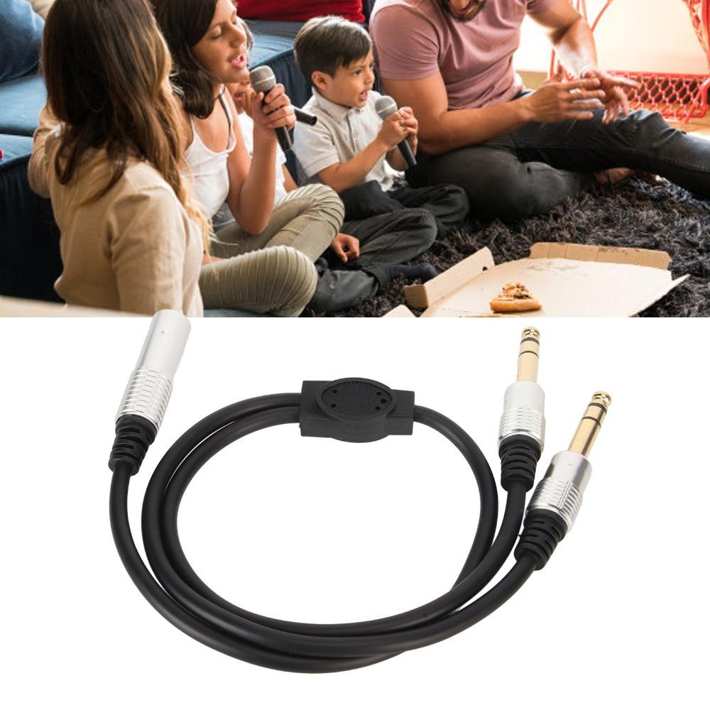 1.6ft 6.35mm 1 To 2 Y Splitter Cable Plug and Play Speaker Y Extension Cable  Microphone Use