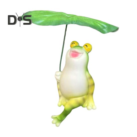 

Статуя лягушки с орнаментом из листьев лотоса, реалистично выглядящая, устойчивая к погодным условиям, очаровательная статуэтка лягушки, украшение в виде животного A