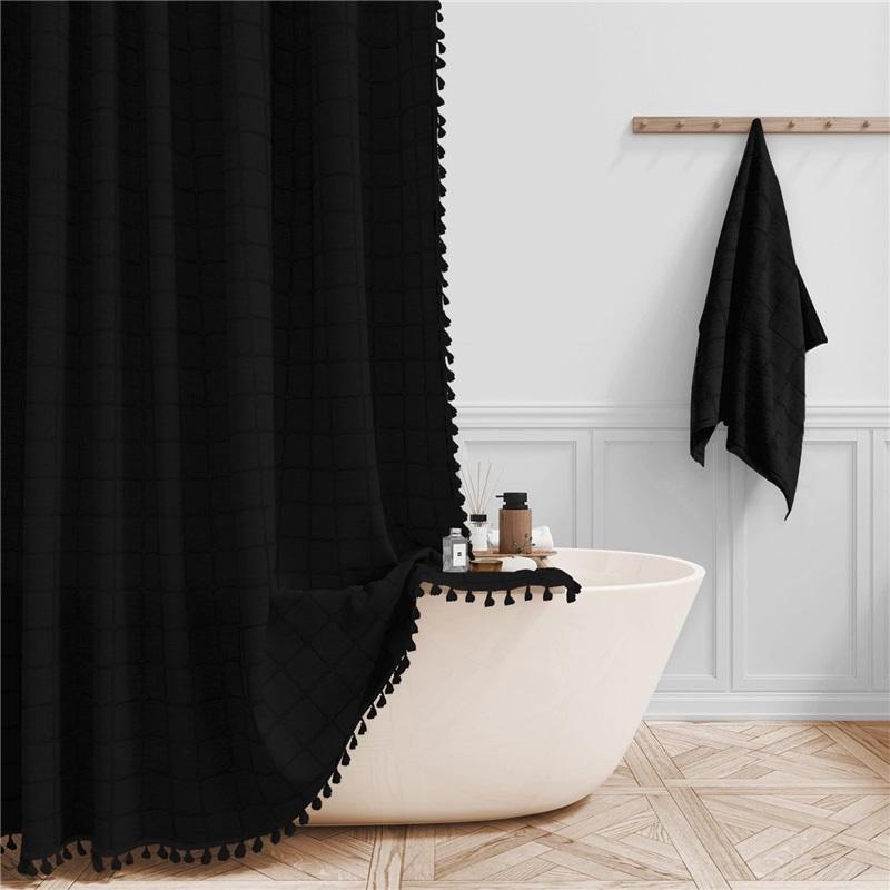 Kostkovaný Střapec Sprchový Závěs Domácí Koupelnová Dělicí Závěs Vodotěsný Jednoduchý Moderní Styl Pro Koupelnu