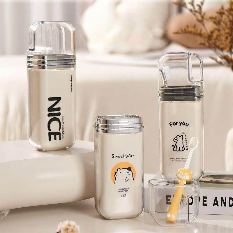 Portable Travel Toothbrush Holder Set Compact Organizer Case for Toothpaste Mouthwash Cup Bathroom Toiletries Storage Box