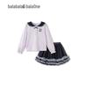 Balabala Girls' Sweet Long-Sleeve Top & Skirt Set
