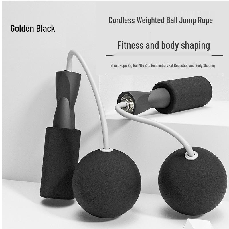 Cordless Quiet Dual-Use Weighted Jump Rope with Big Fitness Ball for Indoor Exercise