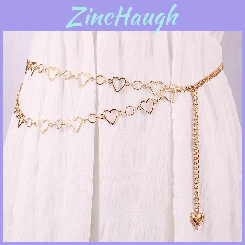 Love Heart Waist Chain For Women Alloy Double Layer Hollow Heart Dress Accessory