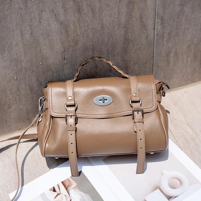 Women's genuine leather shoulder bag ladies soft luxury design feminine luxury tote bag