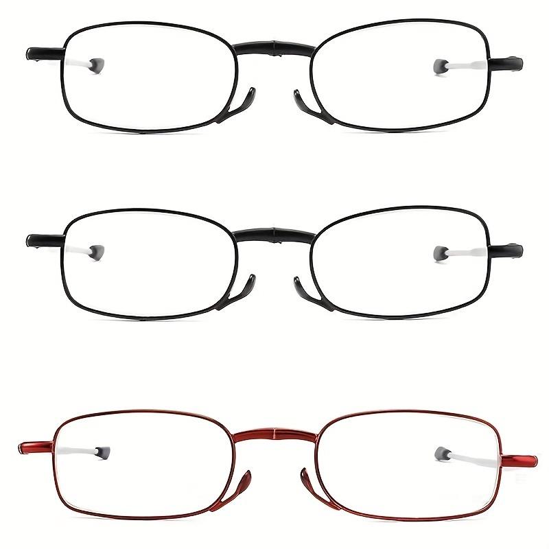 1 3-piece Set Men Women Reading Glasses Foldable Portable with Zipper Pocket and Foot Antenna