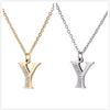 My Shape A-Z Letters Necklaces Girls Initials Alphabet Gold Color Chains Stainless Steel Rhinestone Name Pendant Choker Jewelry