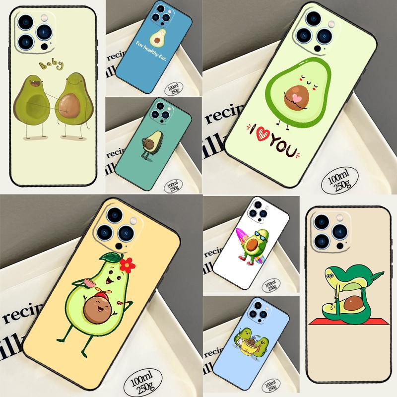 Cute Avocado Phone Case For iPhone 17 Pro Max 15 13 12 11 14 16 Pro Max Plus Mini 16e 17 Air Back Cover