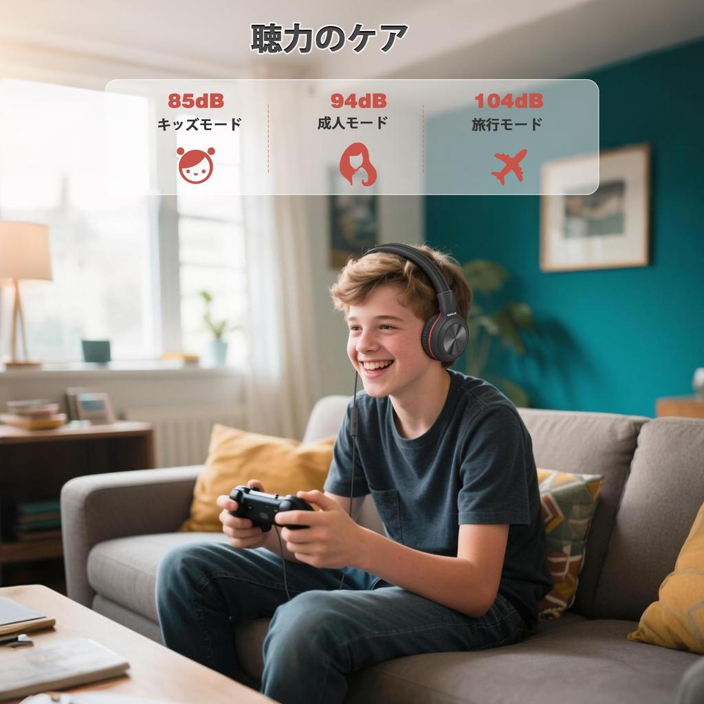 SIMOLIO Wired Headphones with Mic for and Foldable Headset with Volume Limit for Share Jack Airplane Computer Laptop Gift School, Boys, Girls, Kids,