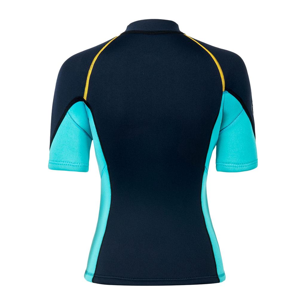 Damer Neopren Svømmetopp Kort Ermet Glidelås foran 1,5 mm Våtdrakt Skjorte for Surfing Dykking Vannsport