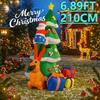 6.89FT Yard Party Decorations Inflatable Santa Claus Christmas Tree Dog Gift Boxes Toys LED Light Xmas Supplies Home Ornaments