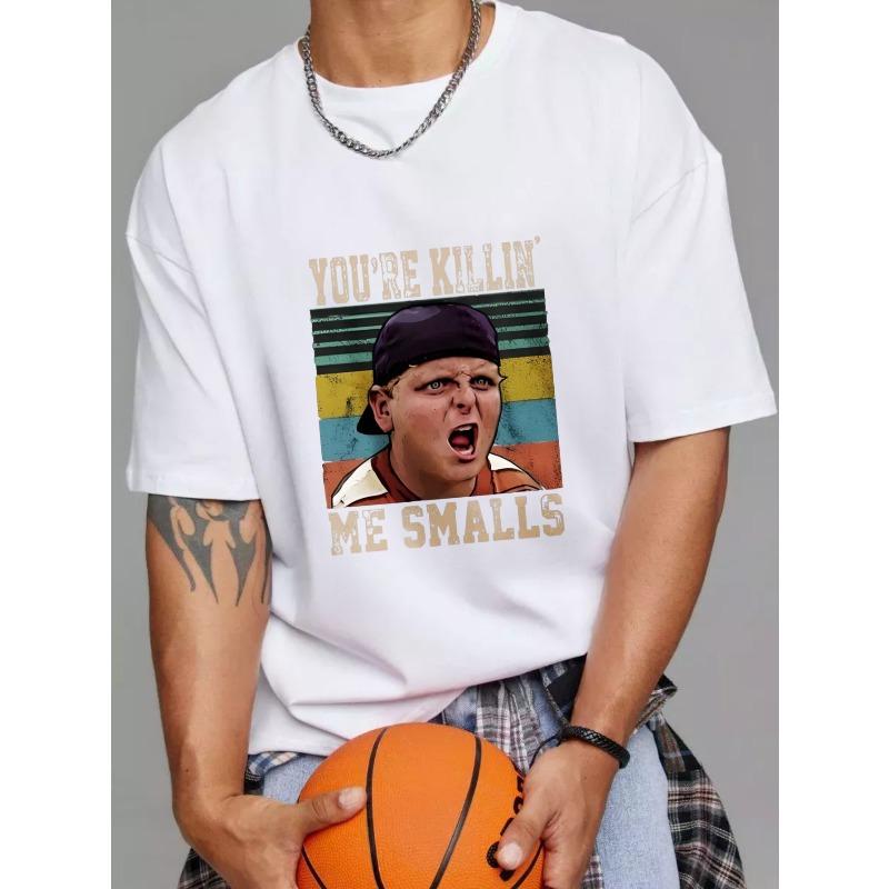 Vit T-shirt med Youre Killin Me Smalls-grafik och vintage-ränder för vardagsbruk