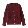 2025 Herbst Damen Eleganter V-Ausschnitt Einreihiger Strick-Cardigan Pullover Mantel mit Taschen.