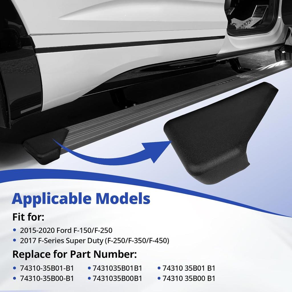 FL3Z16A455BA Trittbrett-Endkappe Hinten Links und Rechts Passend für Ford F-Serie 150 2015-2020, Super Duty 2017 Ford F-250, F-450, F-550 Ersetzt