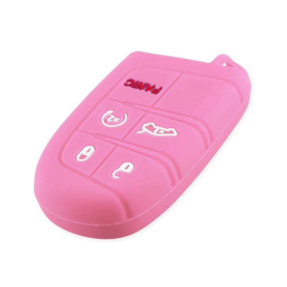 Silicone Car Key Case Cover For Jeep Grand Cherokee Dodge JCUV Dart Journey Chrysler 300C Fiat 5 Button Remote Fob Shell