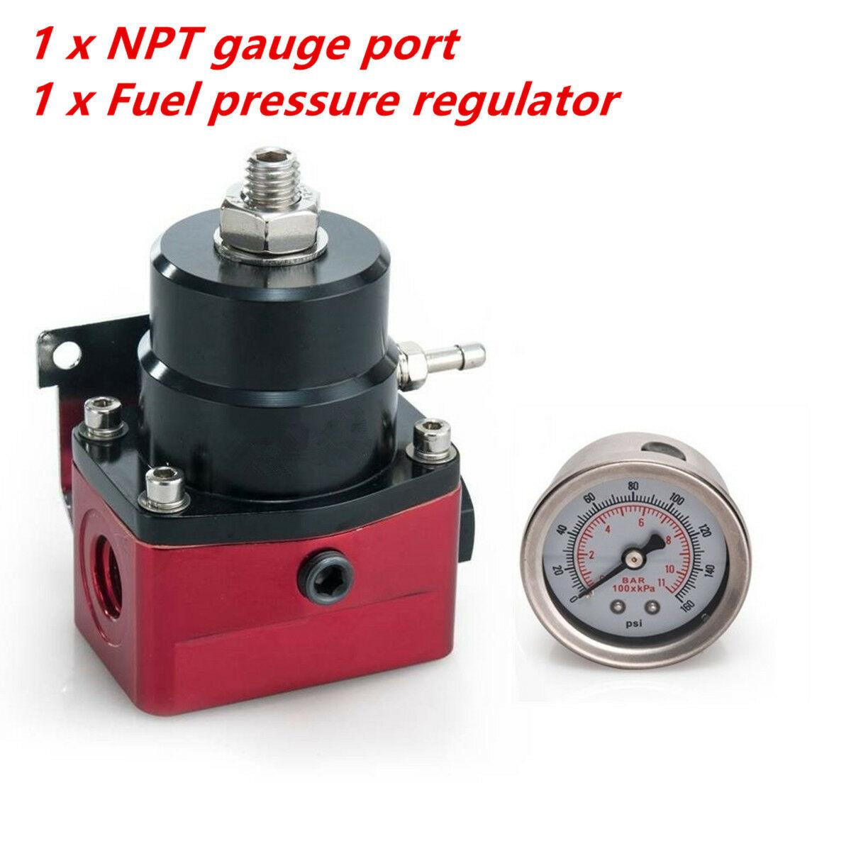 

Universal Metal Adjustable Fuel Pressure Regulator + 160psi Gauge AN 6 Fitting End
