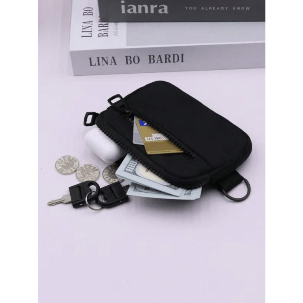 

1 шт. Уличный многофункциональный чехол для хранения наушников, ключей, держатель для карт, кошелек для монет, повседневный стиль, товар для мужчин, мини-кошелек чёрный