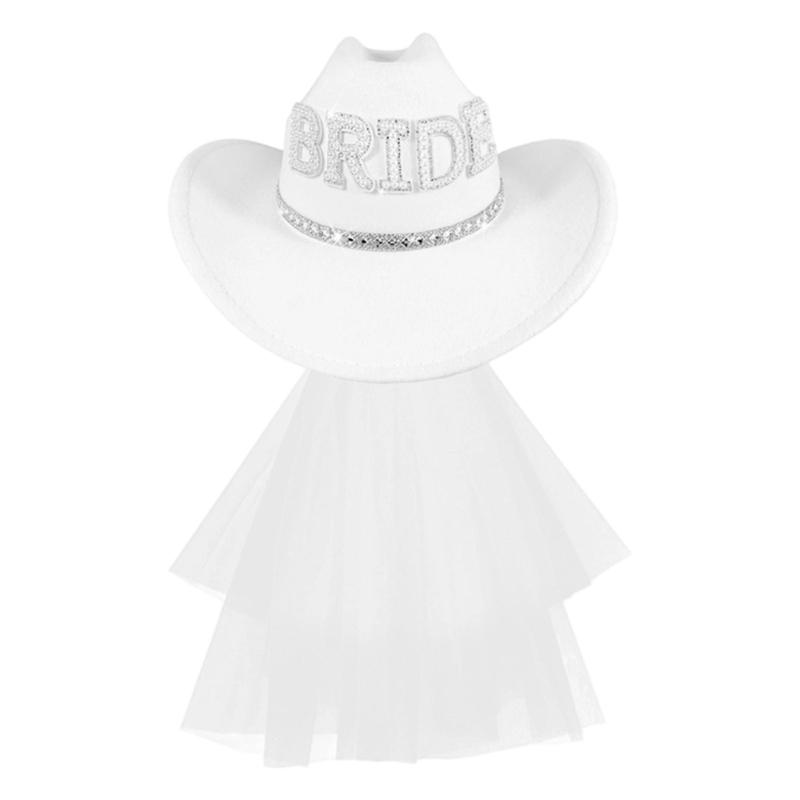 

Lavishness Perceived Cowhand Hat Decorated with Shimmering Beads Holy being Bride Bridegroom Pairing Accessories
