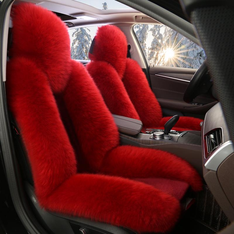 1PC New Sheepskin Fur Car Seat Cover Universal Wool Car Cushion Front Car Seat Cover Car Accessories Car Seats Car-styling Car Interior Christmas Gift
