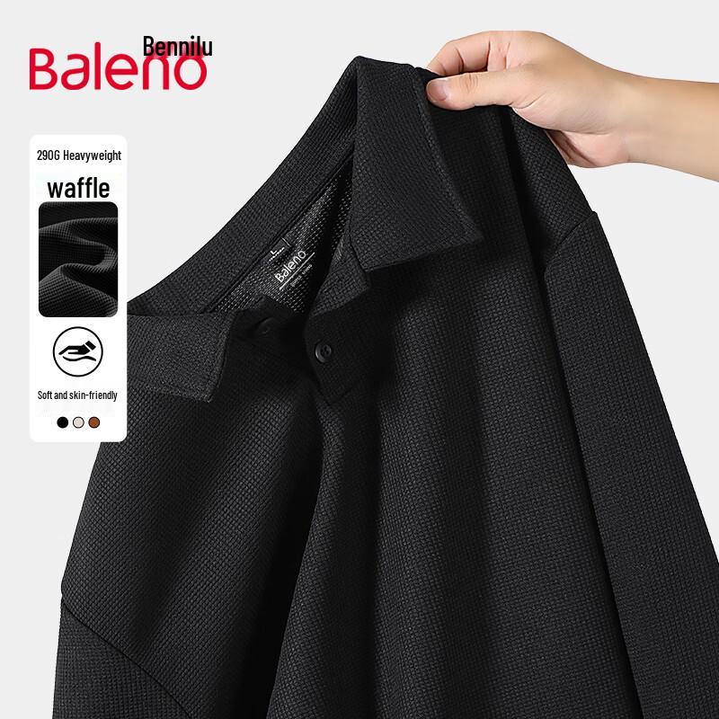 Baleno Waffelstrick Langarm Poloshirt