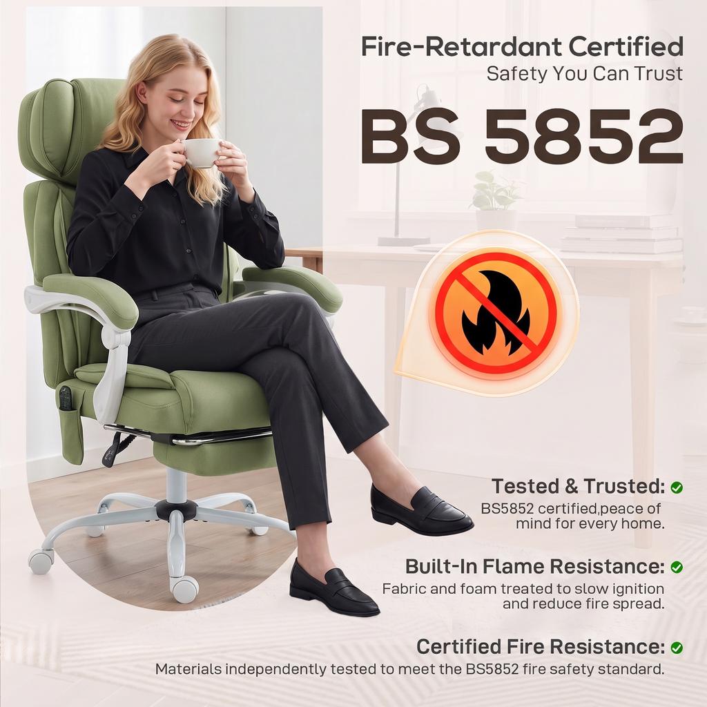 High Back Vibration Massage Office Chair Heated Reclining Computer Chair w/ Adjustable Height, Swivel Wheels, Lime Green