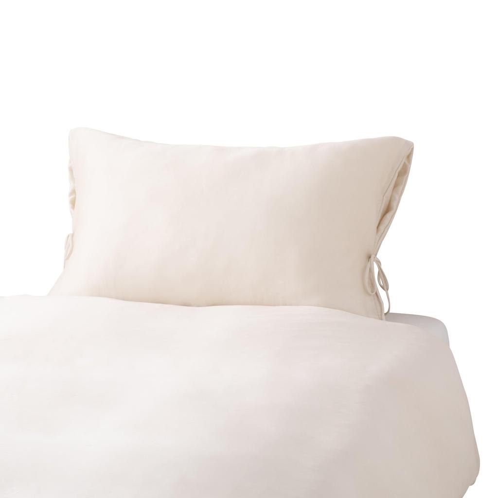 Francfranc Slim Ribbon Pillowcase, CICA-processed, 70cm X 50cm, Ivory, Ribbon Style, Rayon, Bedding