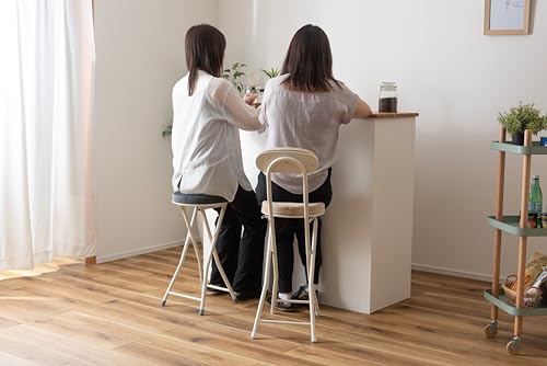 Azumaya-kk Folding High Stool PC-34DGY W30 X D31.5 X H60 (Folded: W30 X D9 X H80)