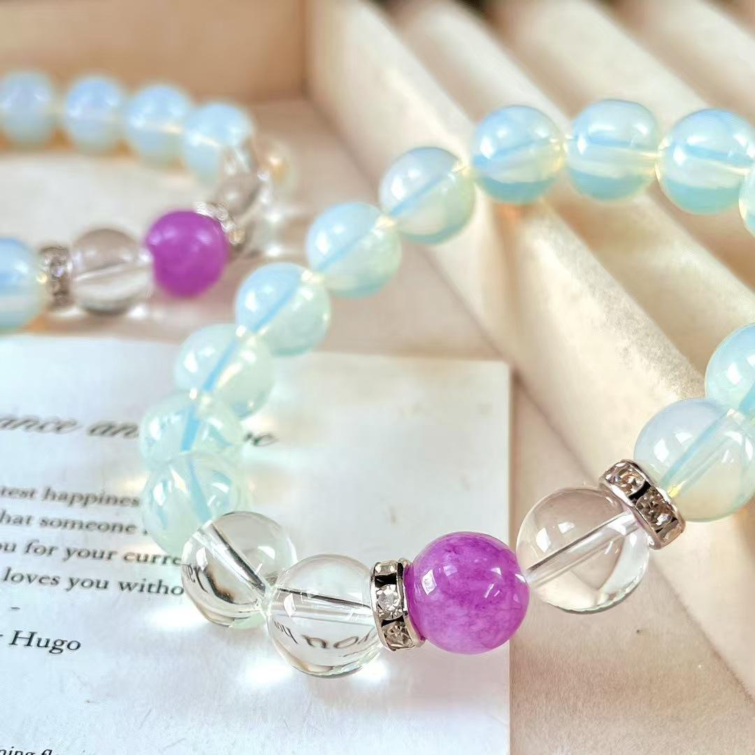 Retro High Quality Natural White Crystal Artificial Moonstone Shujulai Bracelet Bracelet.