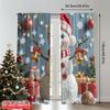 2pcs 2D Flat Printing Merry Christmas Window Curtains Cute Snowman Christmas Bells 100% Polyester Fabric Without Electricity