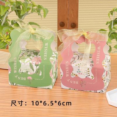 10Pcs Handheld Flower Valentine's Day Wedding Candy Biscuit Packaging Chocolate Baking Companion Gift Boxes With Ribbon