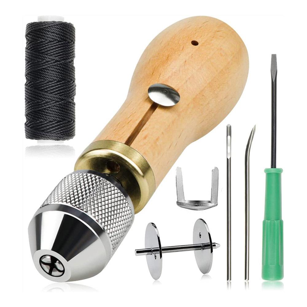Hand Sewing Machine DIY Leather Craft Plant Tanning Leather Tool Sewing Needle Rod Diamond Cut Hand Sewing Machine Thr (as the picture,130mm)