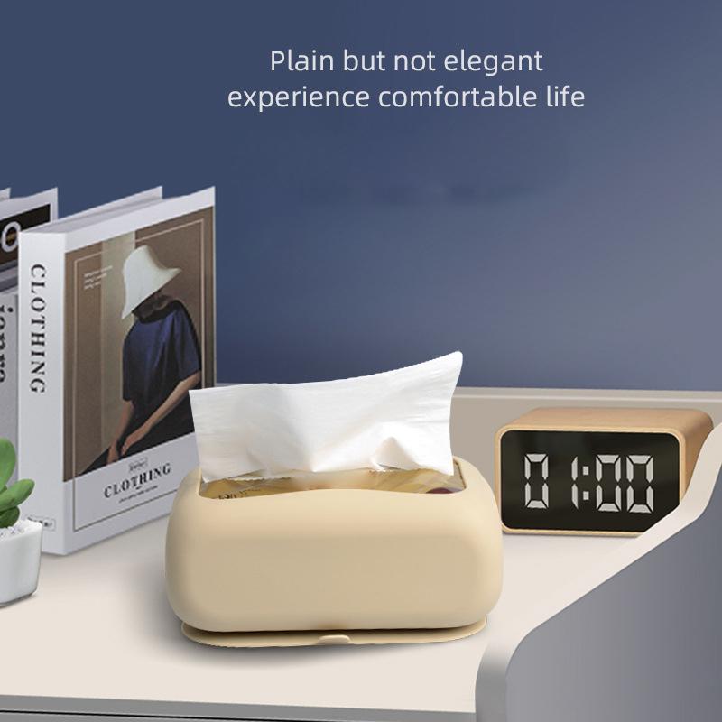 New Silicone Suction Cup Tissue Box Large Capacity Desktop Tissue Drawer Anti-Wear Super Soft Durable Car Tissue Box