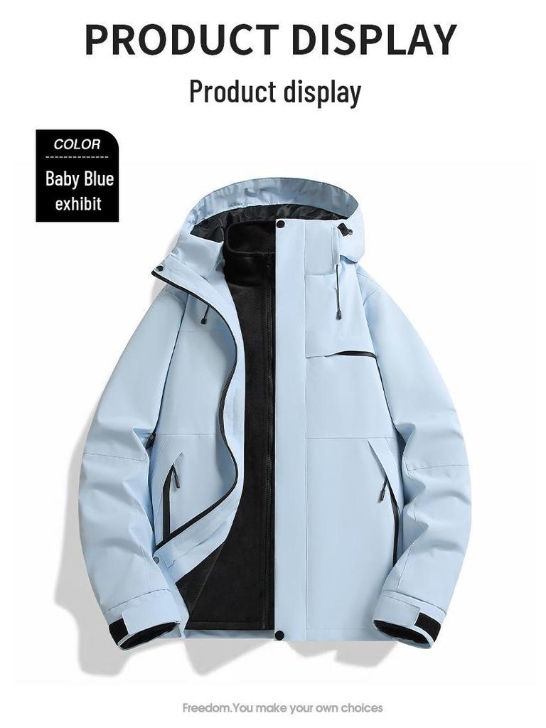 2025 Winter New Three-in-One Men's Casual Hooded Outdoor Jacket - Warm, Loose, Couple Style.