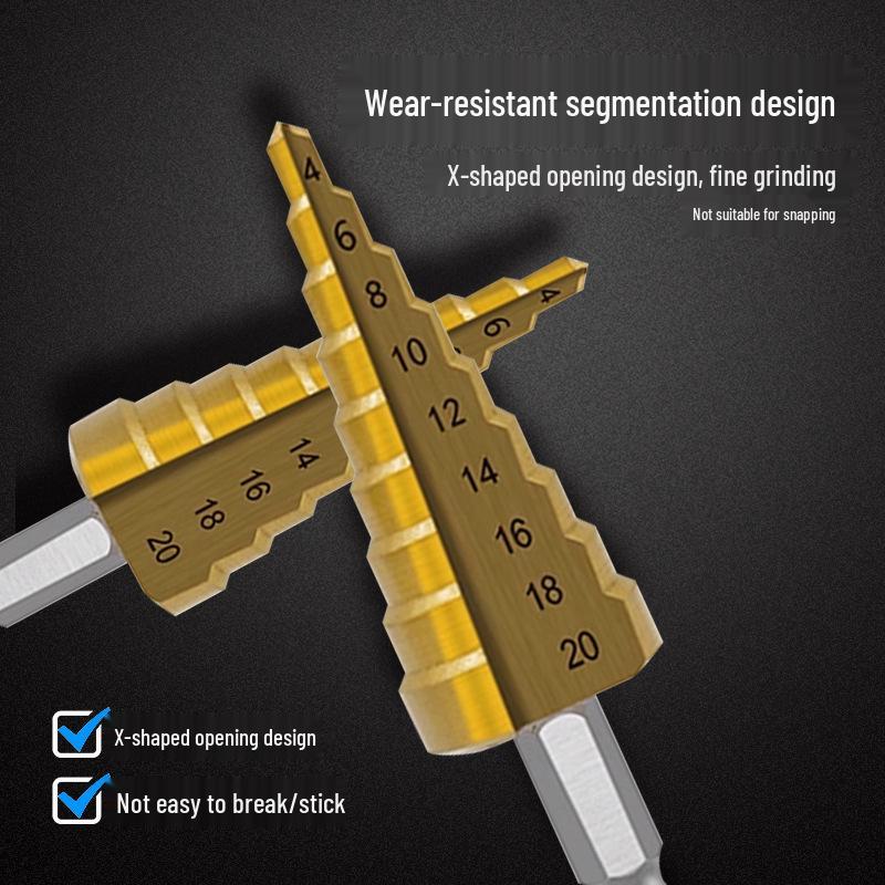 Three-Piece Titanium Step Drill Bit Set for Woodworking