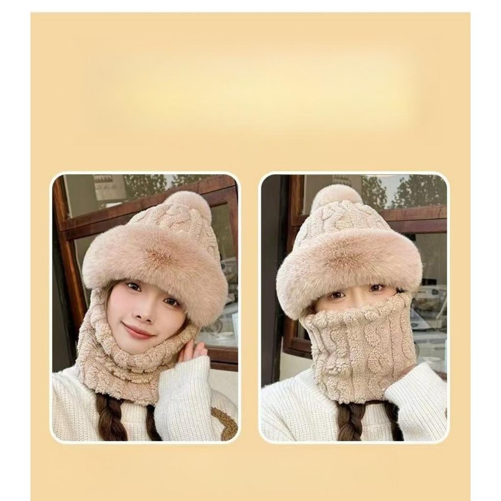 Hats, Women's Hats, Double-layered, Thickened, Cycling, Windproof Hats, Cold-proof Hats, Scarves, Warm Hats, Ear Protectors, Hats, Headscarves