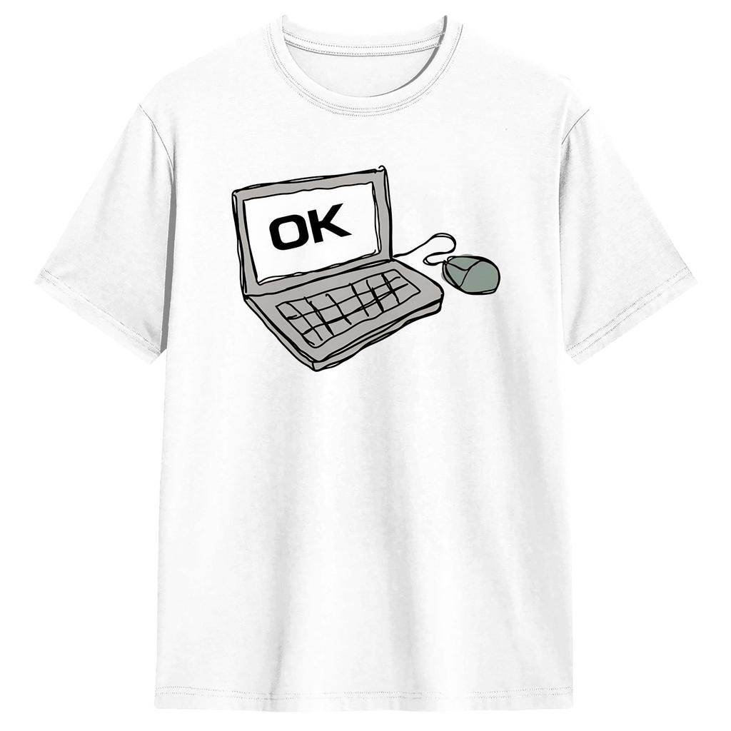 Oversized T Shirt OK COMPUTER Cotton TShirts Hippie Tee Shirt for Couple Summer Y2K Basic Pattern Short Sleeve Top Tees
