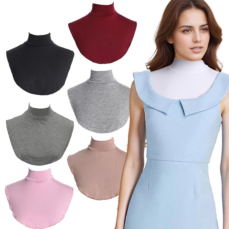 1Pc Turtleneck Womens Neck Warmer Half Top Modal Detachable Solid Color High Neck Cover False Collar